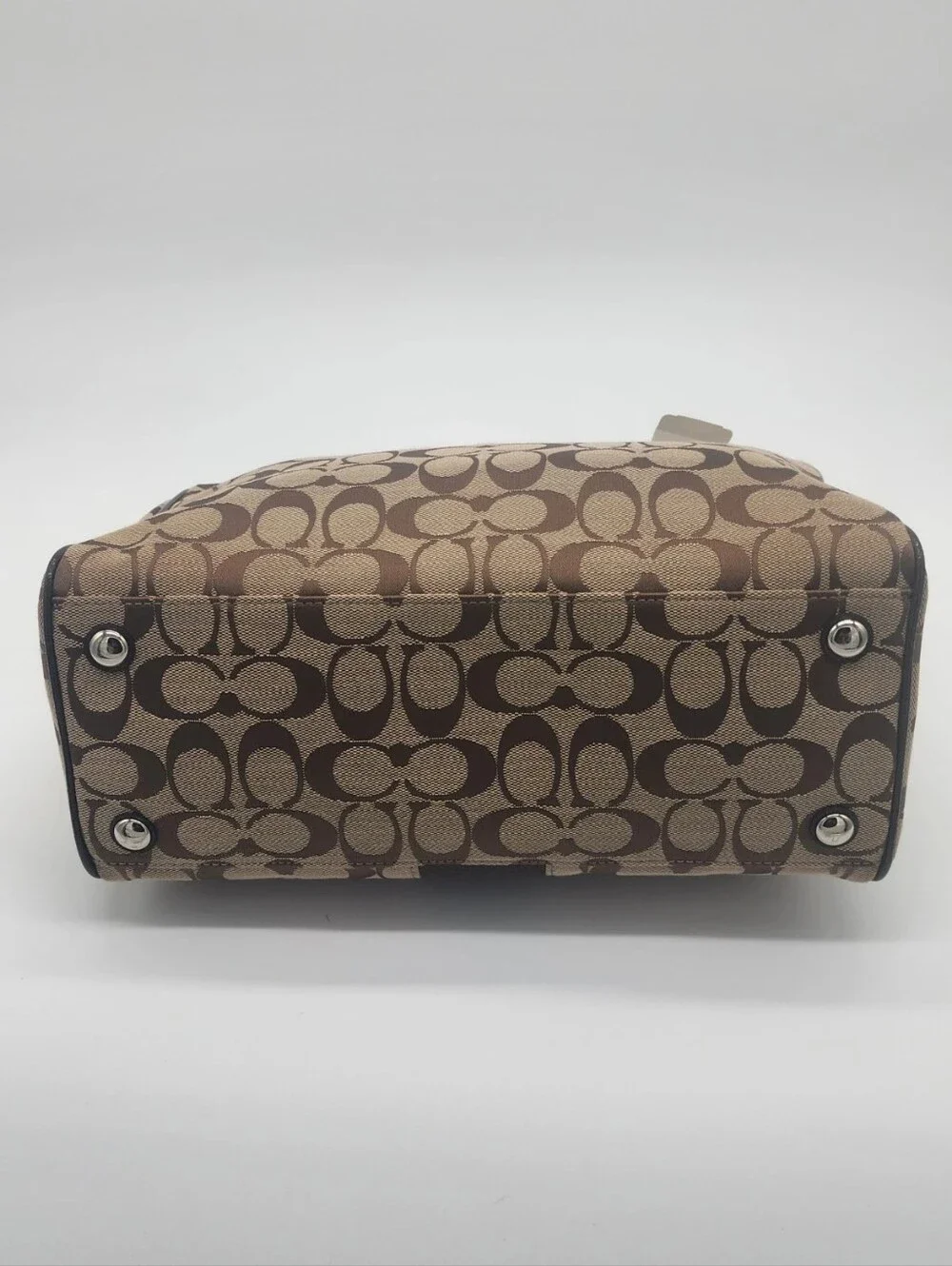 Coach Nancy Signature Stripe Satchel Brown Khaki NWT F28505